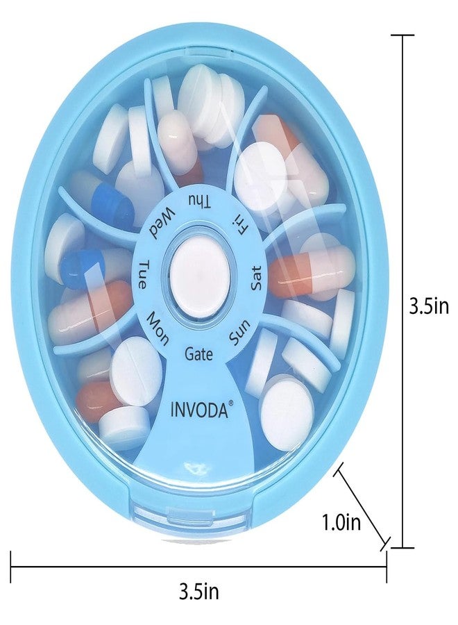 INVODA Weekly Pill Organizer with 77 Pre-Cut Medication Labels – 7 Compartment Rotating Medicine Box Daily Pill Case for Vitamins, Fish Oil & Prescriptions – BPA-Free Plastic – Compact Travel Size - Image 2